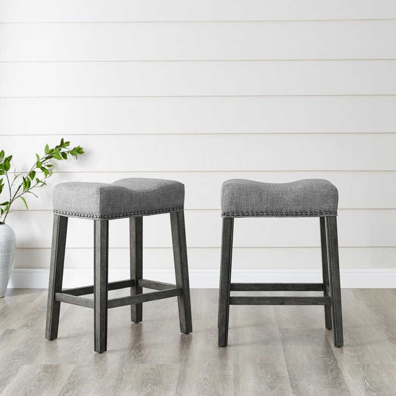 Ensemble de tabourets de comptoir rembourrés, Gris, Espresso
