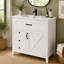 Meuble-lavabo moderne blanc de 76 cm avec lavabo, meuble-lavabo autoportant de style champêtre avec lavabo simple, 3 tiroirs, rangement inclinable, étagères de porte (robinetterie non incluse)
