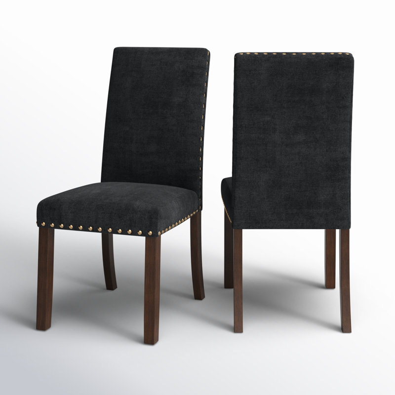 Bontrager 20'' H Linen Dining Chair - Upholstered Parsons Side Chair, Black