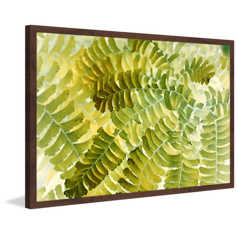 Green and Yellow Botanical Print on Canvas with Wooden Frame