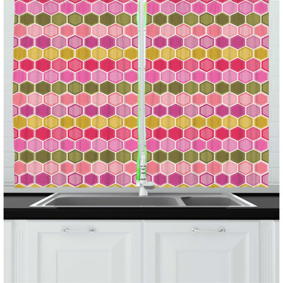 Geometric Ruffled Kitchen Curtain
