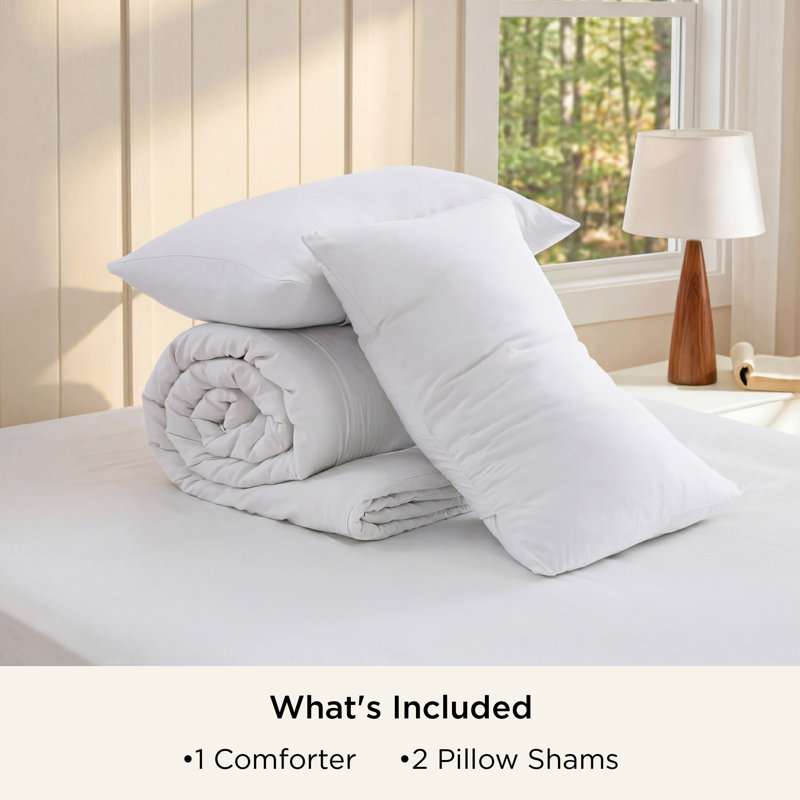 Bedsure Reversible Prewashed Comforter Set, Queen Comforter + 2 Standard Pillowcases, White