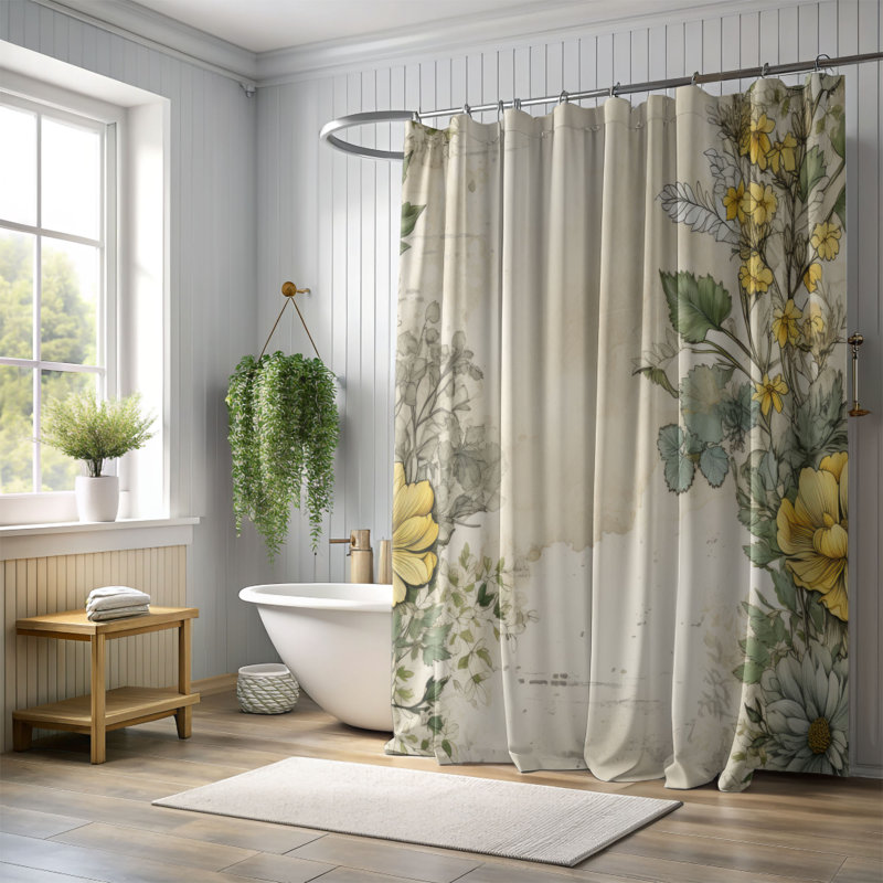 Rideau de douche Urban Blossoms - Premium, H 74 po x l 71 po