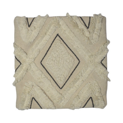 Isaac Geometric Beige Square Throw Cushion