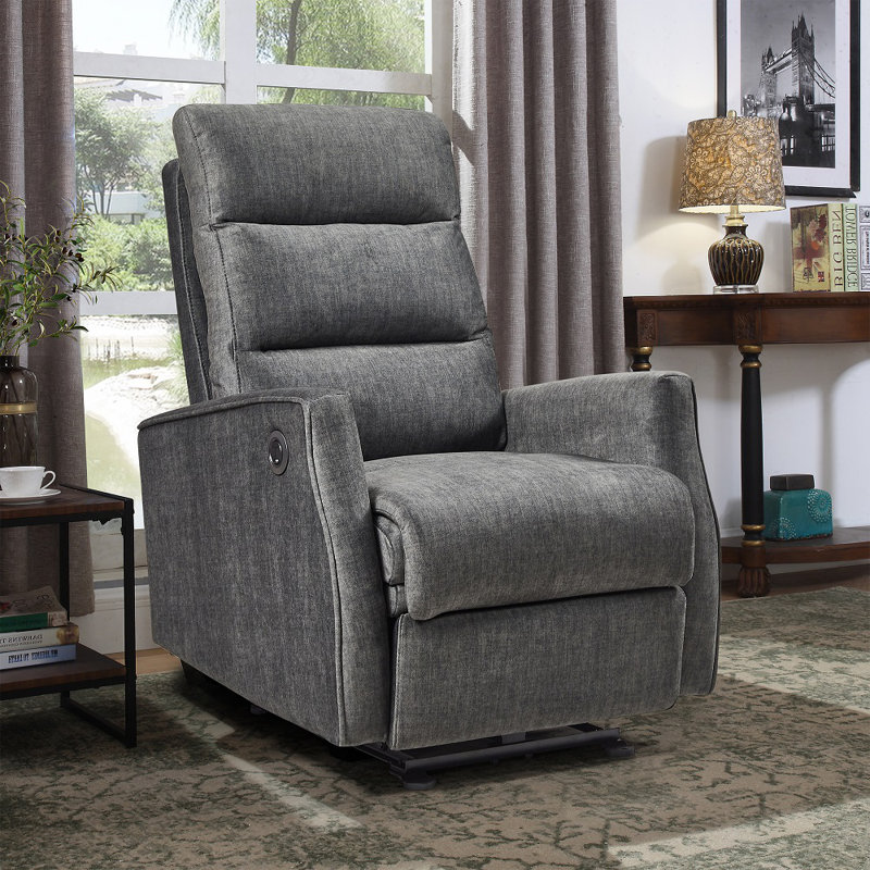 Fauteuil inclinable rembourré Phylisia, Polyester 100 % gris foncé