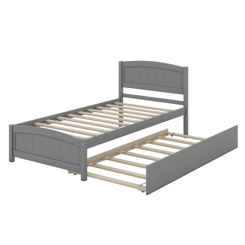 Lit plate-forme avec lit gigogne, Gris
