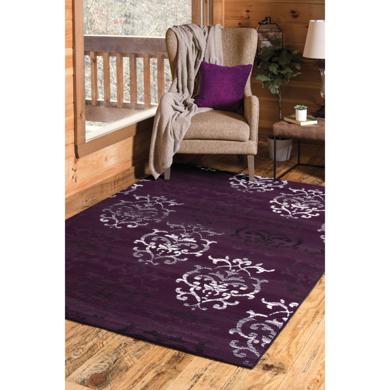 Tapis ikat lilas/prune area Rosanna, 2 pi 3 po x 7 pi 2 po