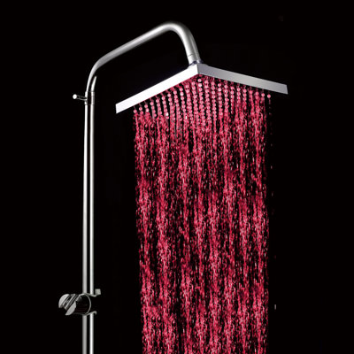 Pomme de douche thermique à DEL 8 pouces, tête de douche contemporaine chromée, ABS et acier inoxydable Sumerain
