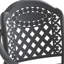 Ensemble de 4 chaises de jardin en aluminium moulé, structure noire, coussins rouges, motifs pétales raffinés, revêtement, assise confortable, empilables pour plus de commodité, résistantes aux intempéries et aux UV, en nylon PA66 antidérapant.