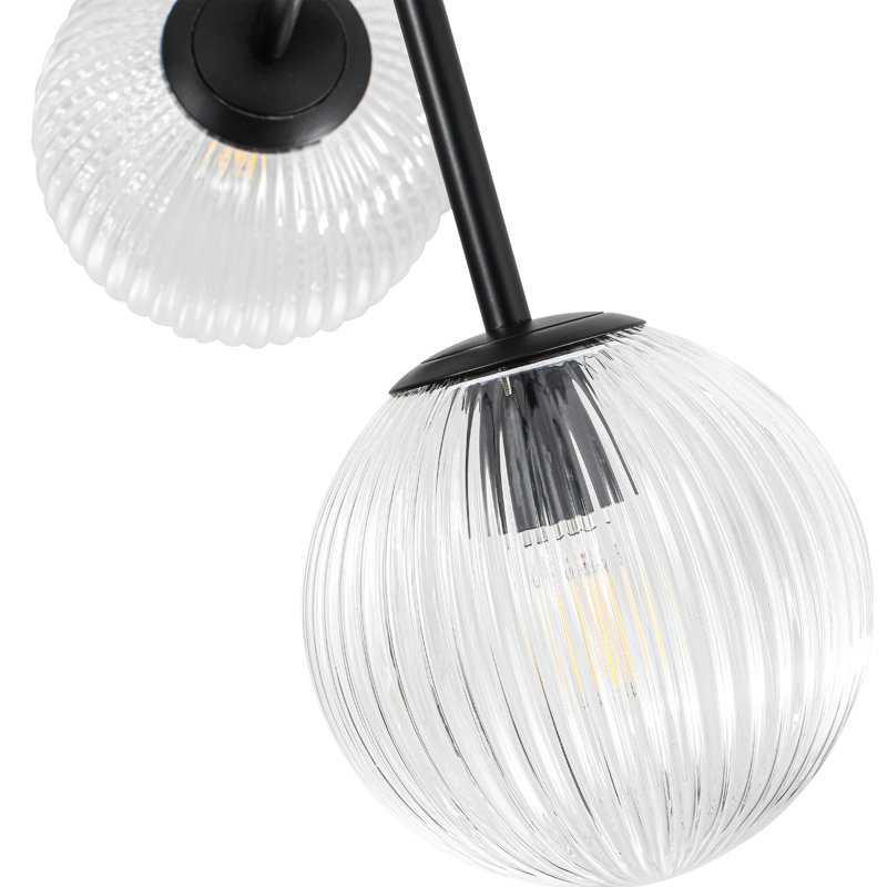 Plafonnier semi-encastré 3 lumières Spoutnik, Noir mat