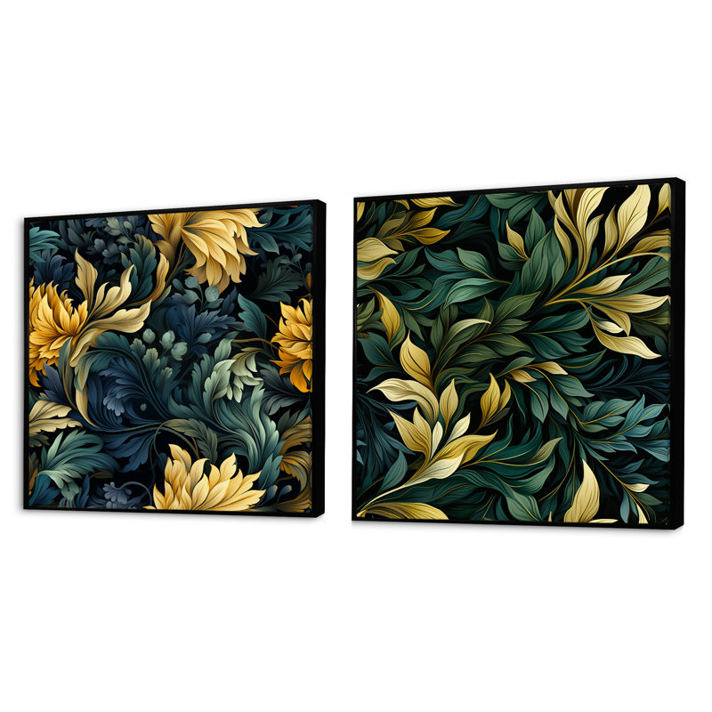 Huntingdon - Ensemble de 2 plantes carrées, Cadre flottant noir, H 16 po x l 33 po