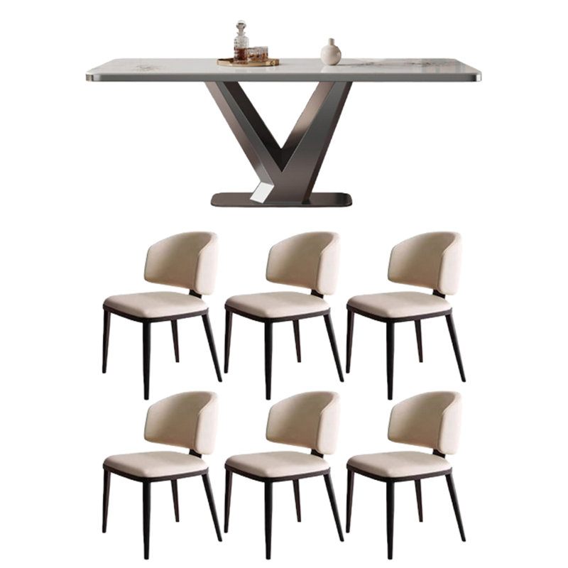 Table de salle à manger rectangulaire, 7 pièces : table, 6 chaises, H 29,53 po x l 62,99 po x P 31,5 po