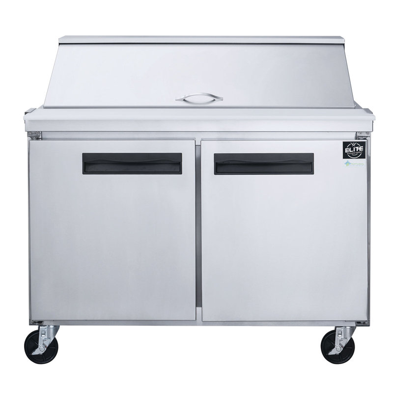 48.125 in. Stainless Steel 2-Door Commercial Food Prep Table Refrigerator