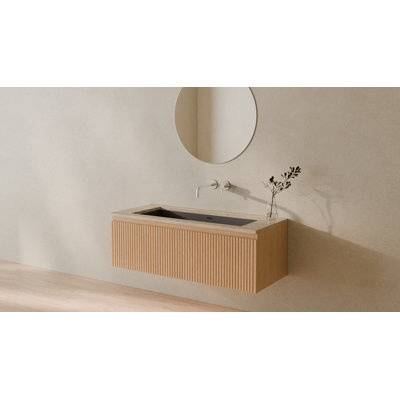 Lavabo de salle de bain encastrable en résine 39,4 po x 16,7 po Badeloft UB-05-XL-MBLK