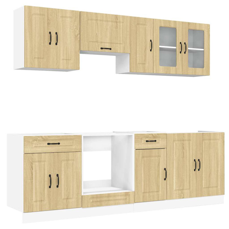 8 Piece Kitchen Cabinet Set Kalmar Engineered Wood, Sonoma Oak
