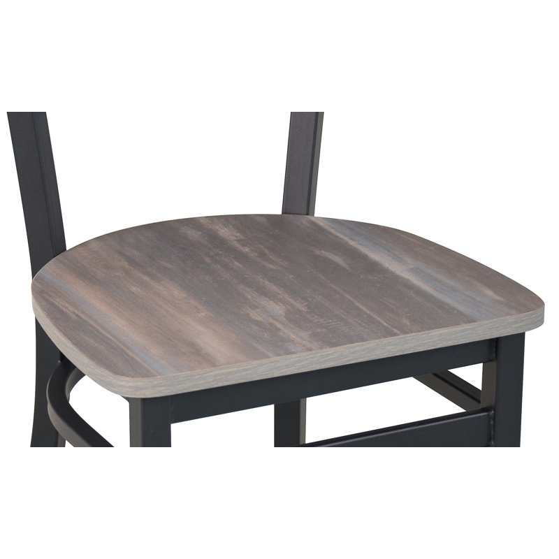 Lima 17.25'' H Metal Dining Chair, Sand Black, Chestnut/Black