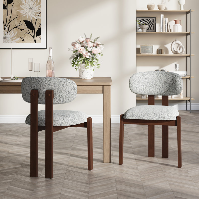 Chaise rembourrée en bois massif avec dossier ergonomique rembourré, Gris clair
