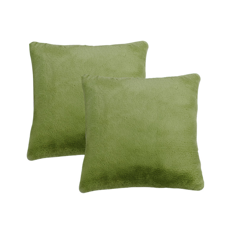  Faux Fur Throw Square Pillow Cover, Green Moss