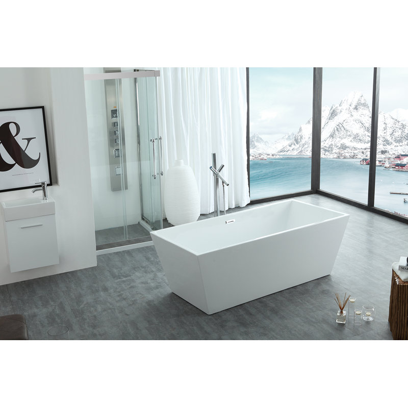 Athena x 29.3'' Freestanding Soaking Acrylic Bathtub, 23.5" H x 60" W x 30" D