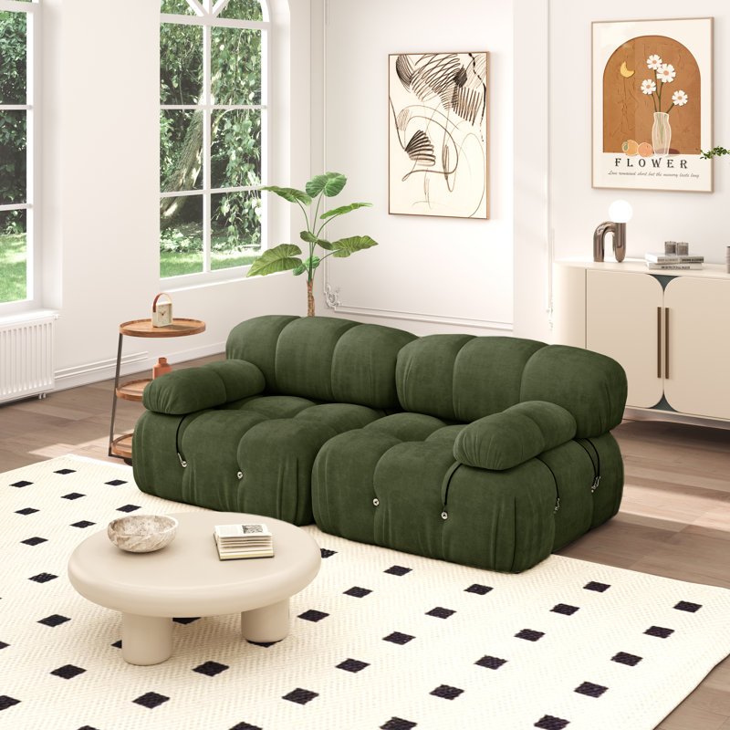 Causeuse modulaire en velours Hansika 70,8 po, Green