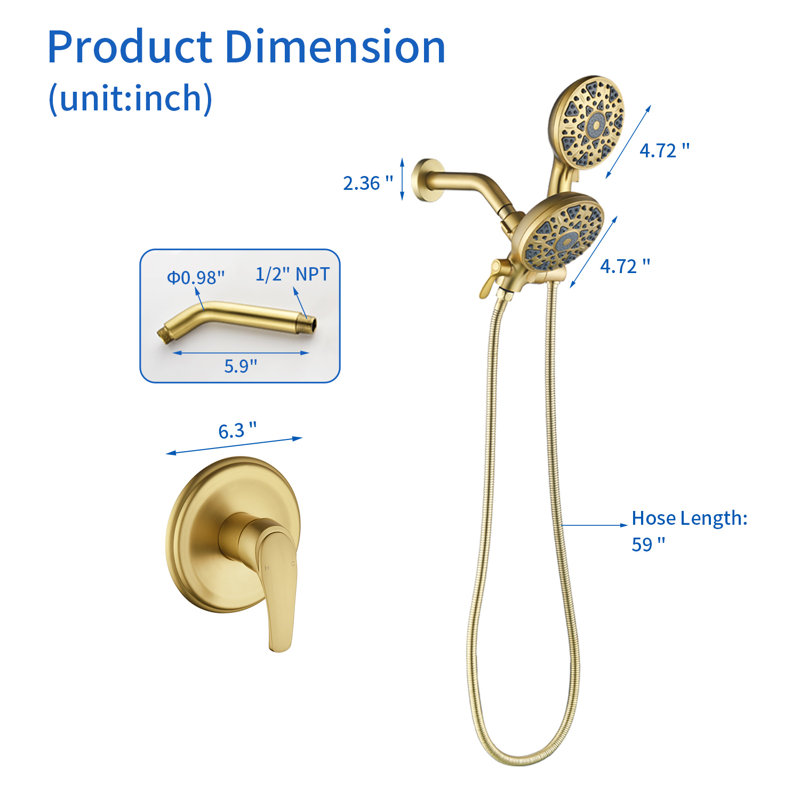 Shower Faucet Set Complete Shower Kit Dual Shower Head And Handheld 2 In 1 Combo Set Shower System Shower Trim Kit Combo Set Shower Fixtures
