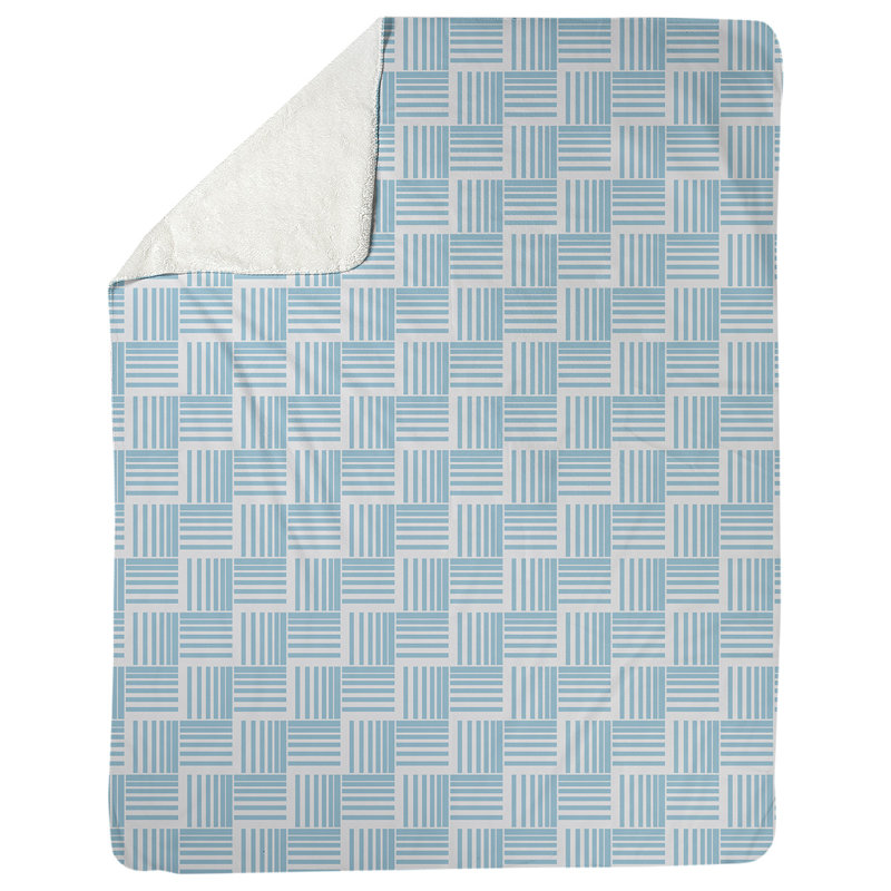 Couverture polaire à rayures classic basketweave, l 30 po x L 40 po, Bleu sarcelle / blanc