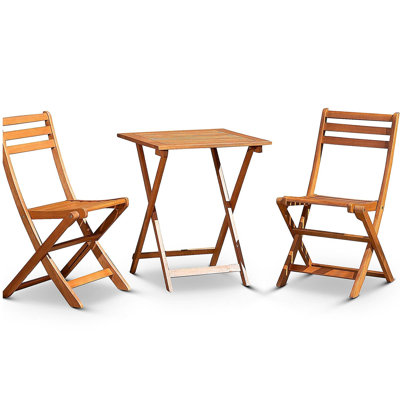 3-Piece Eucalyptus Bistro Set, Square, Natural Oil