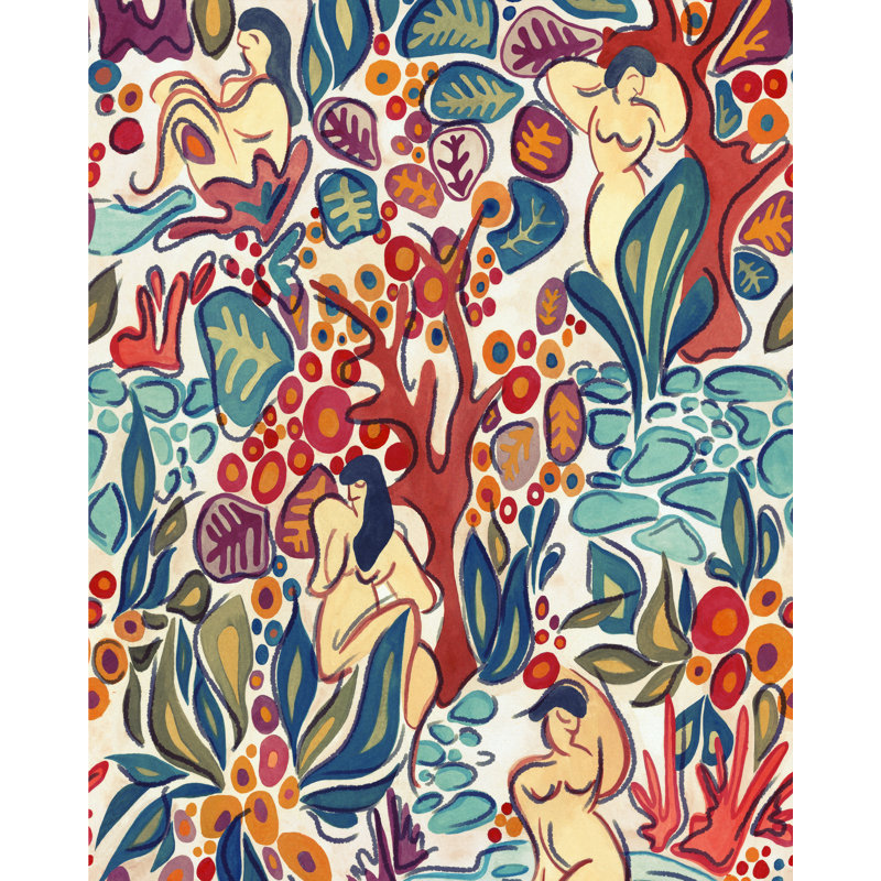 LA DOLCE VITA Wallpaper Roll, Red/Blue/Taupe/Orange