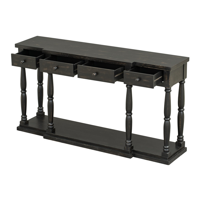 Console de rangement polyvalente en MDF noir antique pour le couloir et le salon