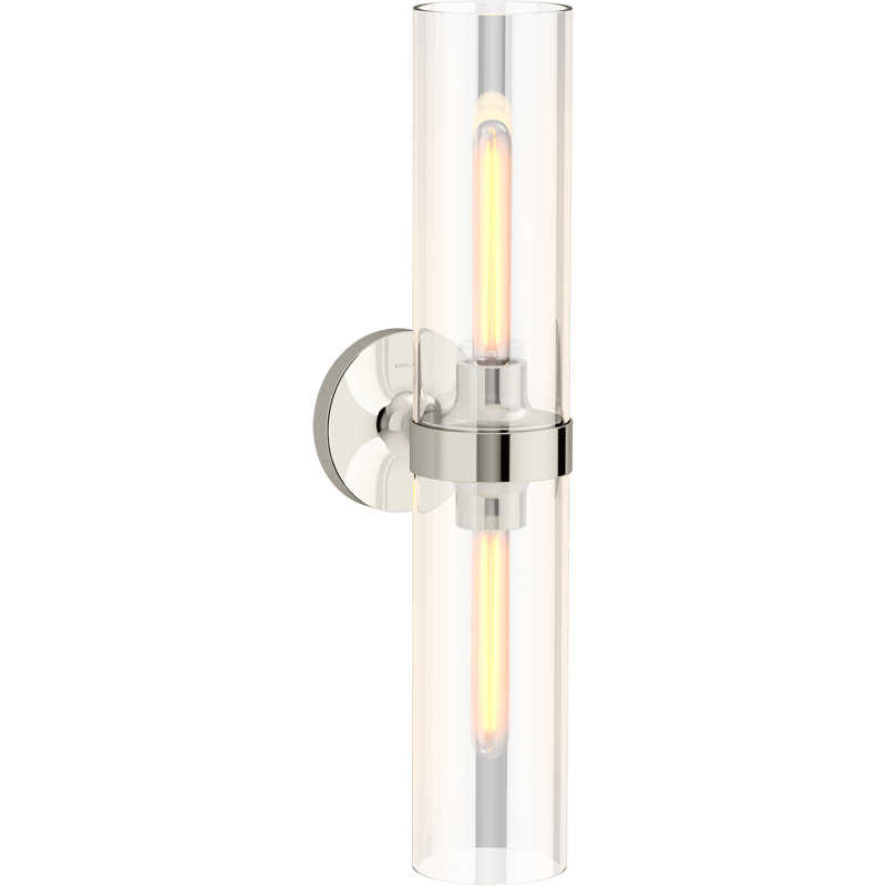 Purist™ 2 Light Indoor Bathroom Vanity Light Fixture, UL Listed, Polished Nickel, 21.875" H x 4.75" W x 6.875" D