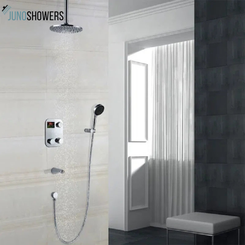 Ensemble de pomme de douche ronde à affichage numérique 10 po et robinet mural Juno