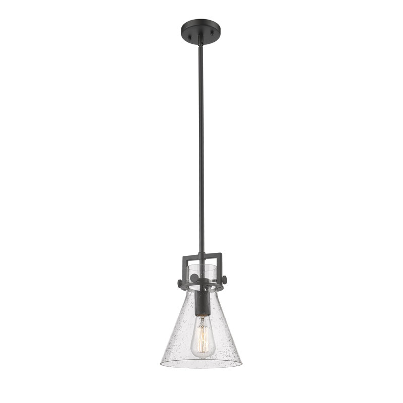 Luminaire suspendu avec tige 30 po Coterie, Bullé, Noir mat, H 11,38 po x l 8 po x P 8 po