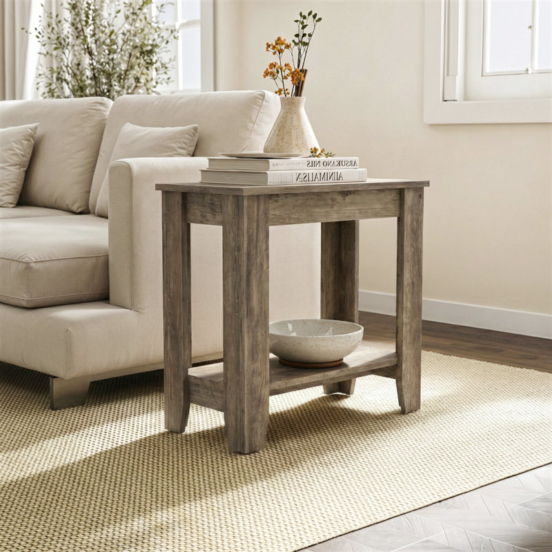 Table d'appoint Justine Basilico avec rangement, Chêne noueux