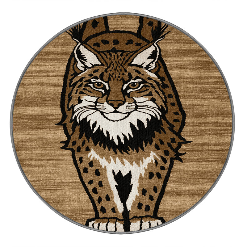 Washable Siberian Lynx Big Cats Area Rug, Round 4'