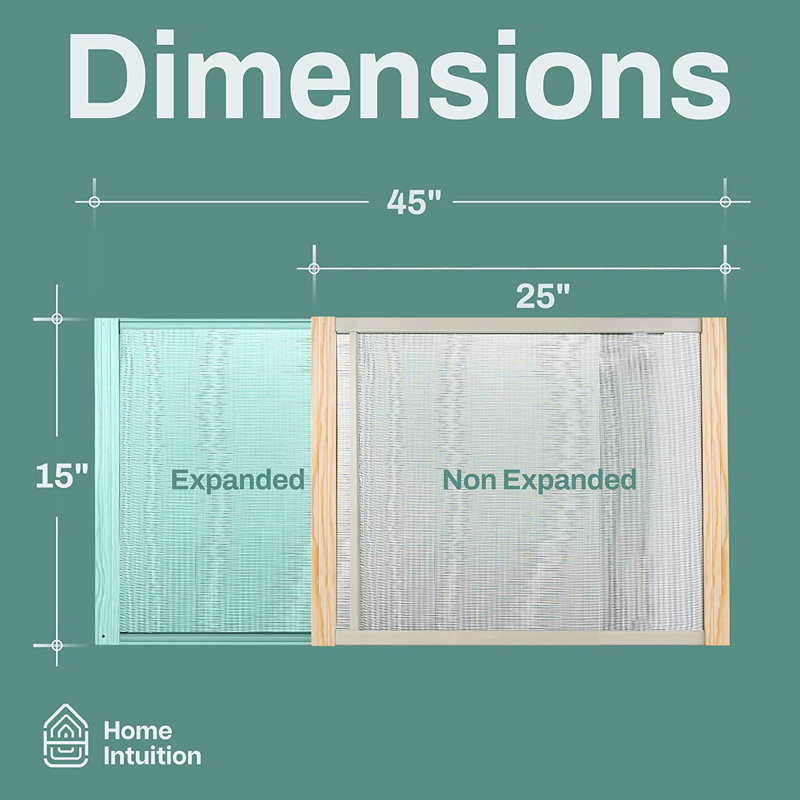 Home Intuition 2-Pack Adjustable Horizontal Window Screen 25-45 inches Wide, 15 Inches High, 14.75"H x 25"-45"W x 24.75"D