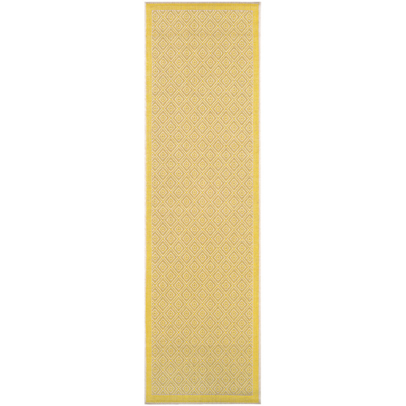 Tapis intérieur jaune Vacaville, Tapis de couloir 2 pi 3 po x 11 pi 9 po