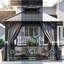 Pavillon de jardin permanent en aluminium avec double toit-115801582