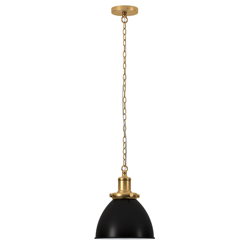 Elodie 1 - Light Brass Dome Pendant, 88" H x 5.13" W x 5.13" D, Black