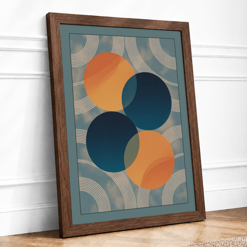 Chromatic Balance Mid-Century - Framed Print, A2 - 59.4 x 42.0 cm, Walnut