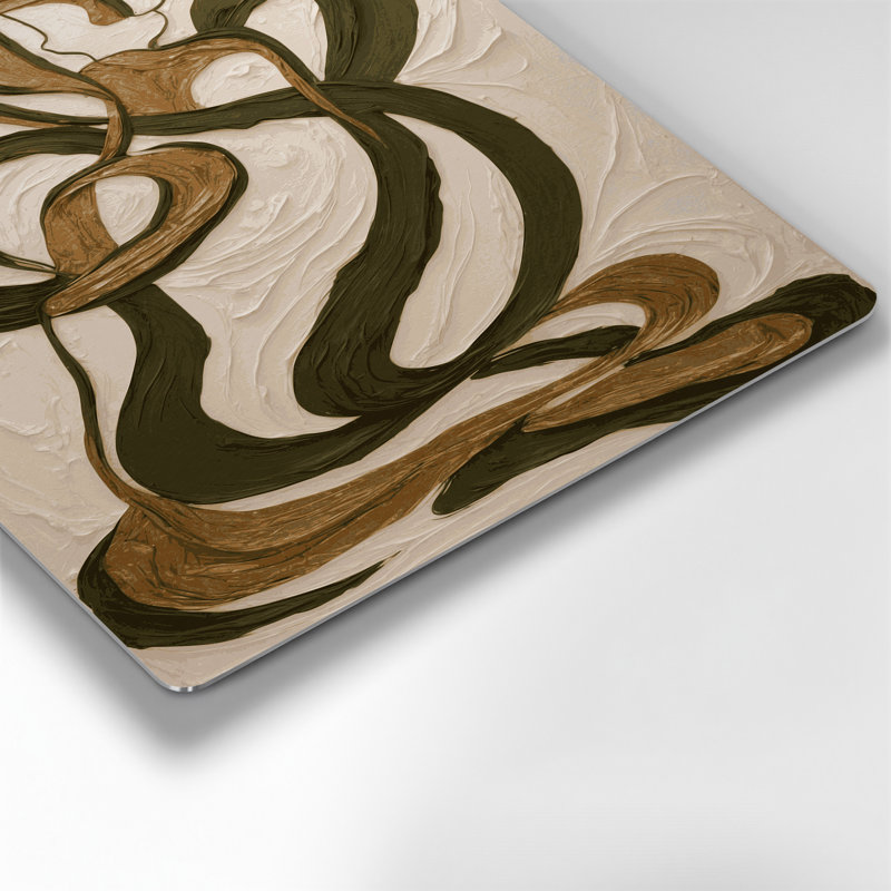 Art mural abstrait en métal beige 47, H 12 po x l 18 po