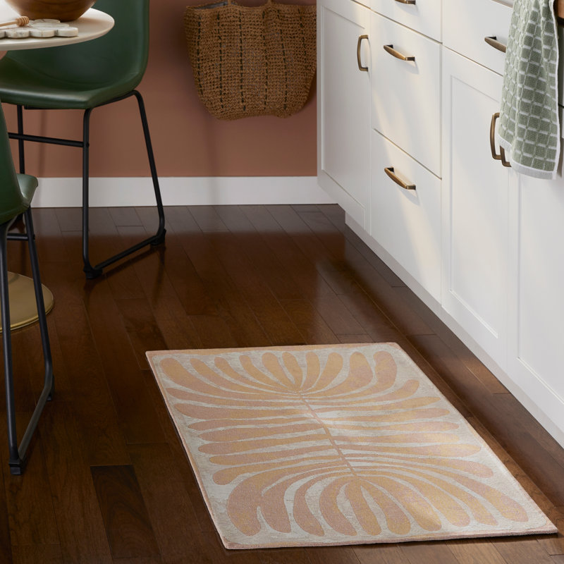Taupe and White Rectangular Washable Cotton Rug with Non-Slip Backing