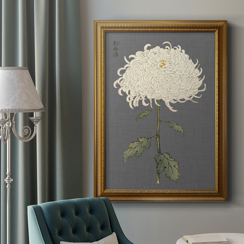 " Dramatic Ivory Mums II ", 36" H x 24" W x 2.5" D