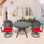 Ensemble de salle à manger 3 pièces en aluminium coulé toutes saisons comprenant 2 chaises pivotantes et une table ronde de 39,37 po avec structure noire-183826687