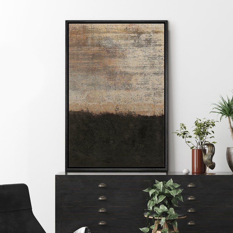 «Grunge Abstract Paint Stroke Effect», blocs de rouille brun foncé, illustration abstraite, photos rustiques, impression sur toile encadrée