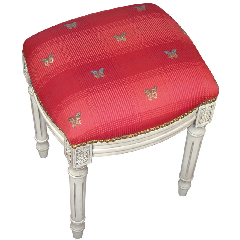 Solid Wood Accent Stool, Red