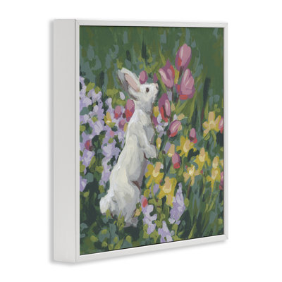 Bunny in Garden Impression Framed Giclee, design by June Erica Vess
