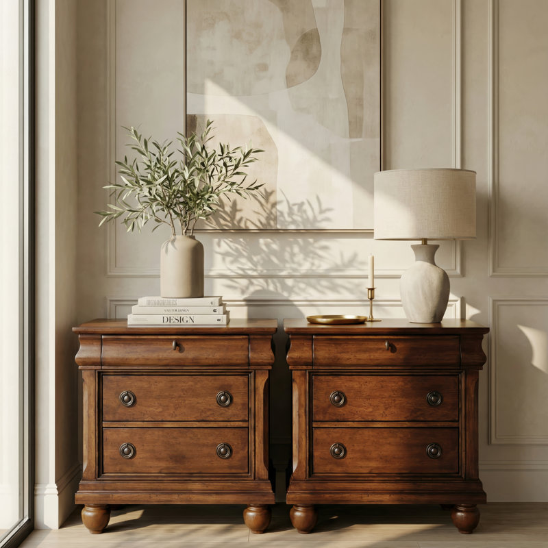 Ensemble de chambre avec très grand lit-bateau et deux tables de chevet Lenny, Marron, Très grand