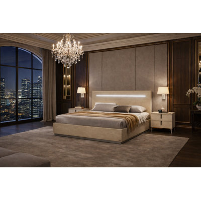 Grand lit Infinity Camel avec table de chevet