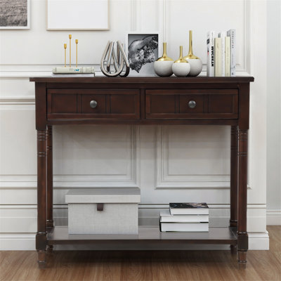 Console de style traditionnel avec deux tiroirs et une tablette inférieure