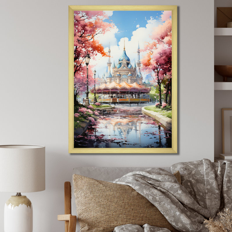 Yeiren Carousel Whimsical Delight VII, reproduction d'art sur toile, H 20 po x l 12 po x P 1 po, Encadrement doré